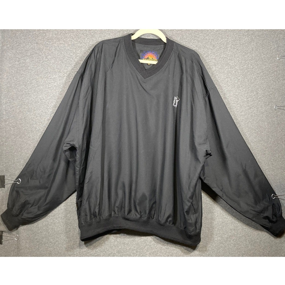 Sun Mountain Mens Black V-Neck Golf Windshirt Pullover Jacket Size XL WSUHO0242S